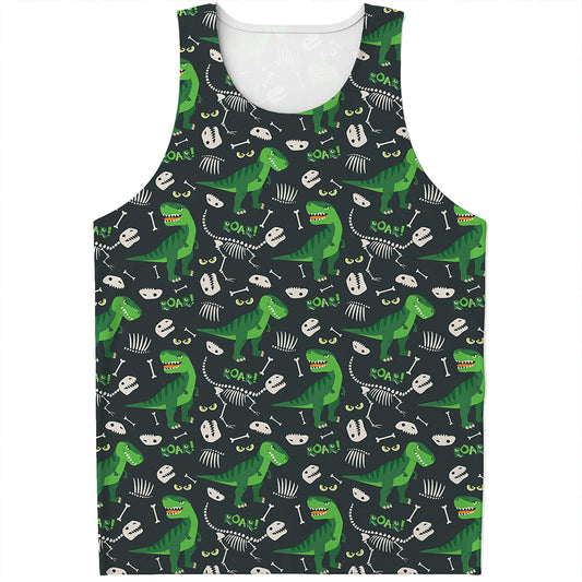 T-Rex And Dino Fossil Pattern Print Men's Tank Top