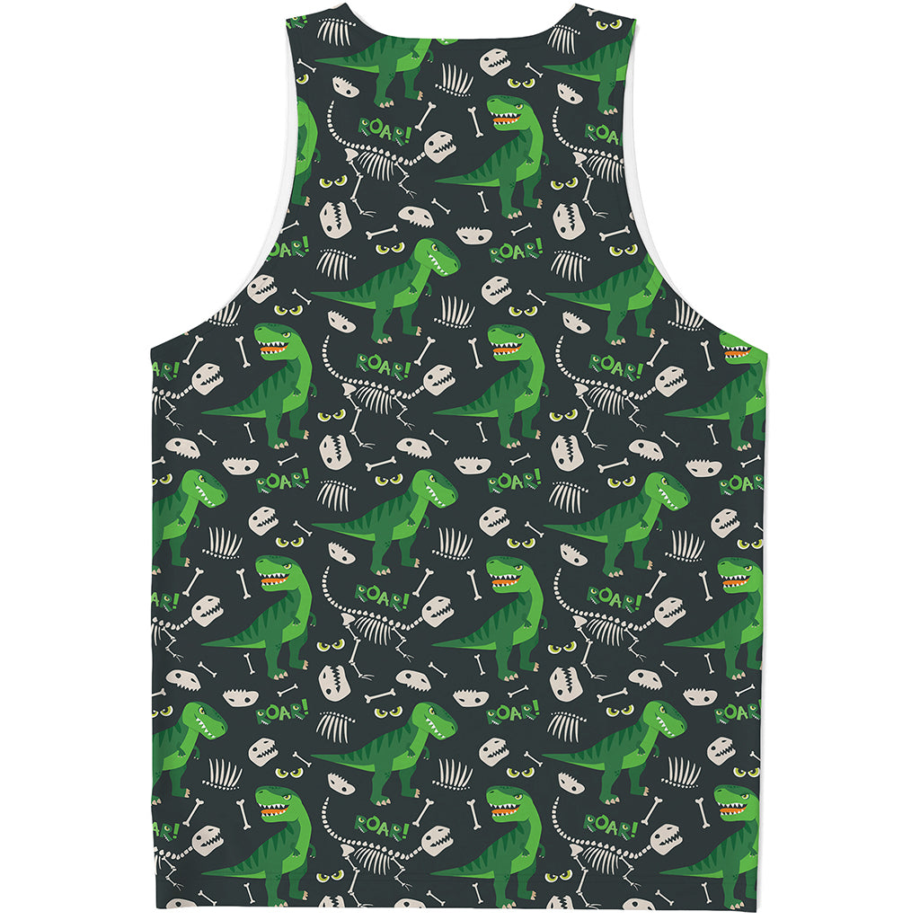 T-Rex And Dino Fossil Pattern Print Men's Tank Top