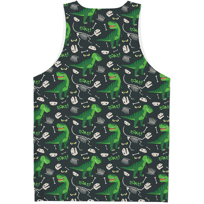 T-Rex And Dino Fossil Pattern Print Men's Tank Top