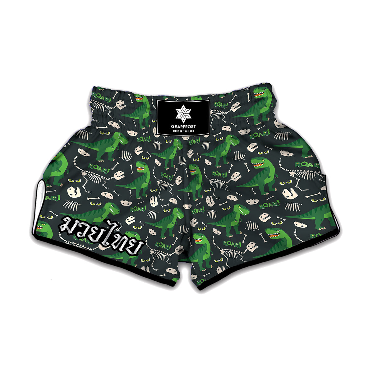 T-Rex And Dino Fossil Pattern Print Muay Thai Boxing Shorts