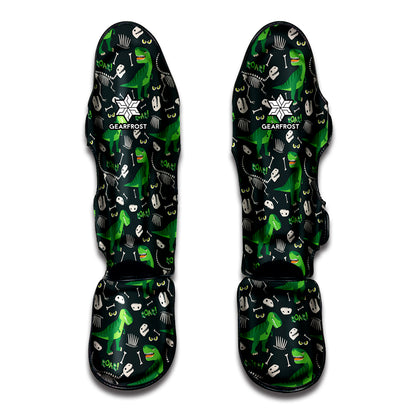 T-Rex And Dino Fossil Pattern Print Muay Thai Shin Guard