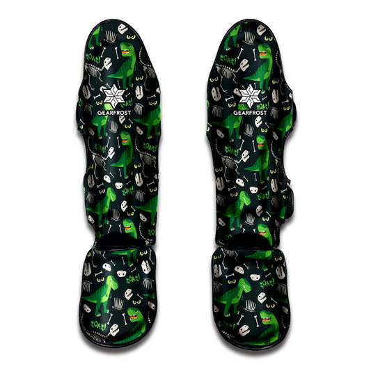 T-Rex And Dino Fossil Pattern Print Muay Thai Shin Guard
