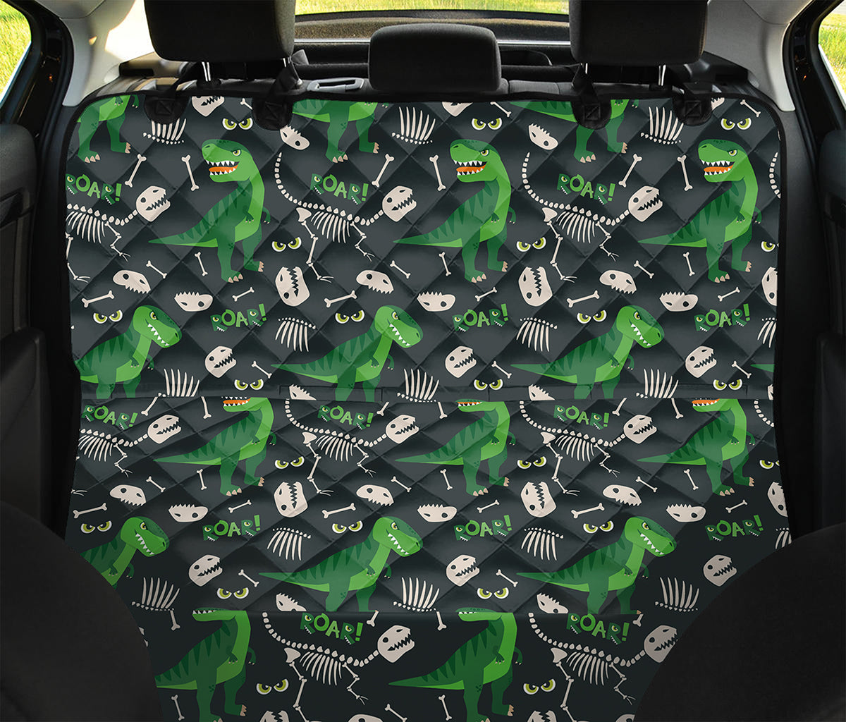 T-Rex And Dino Fossil Pattern Print Pet Car Back Seat Cover