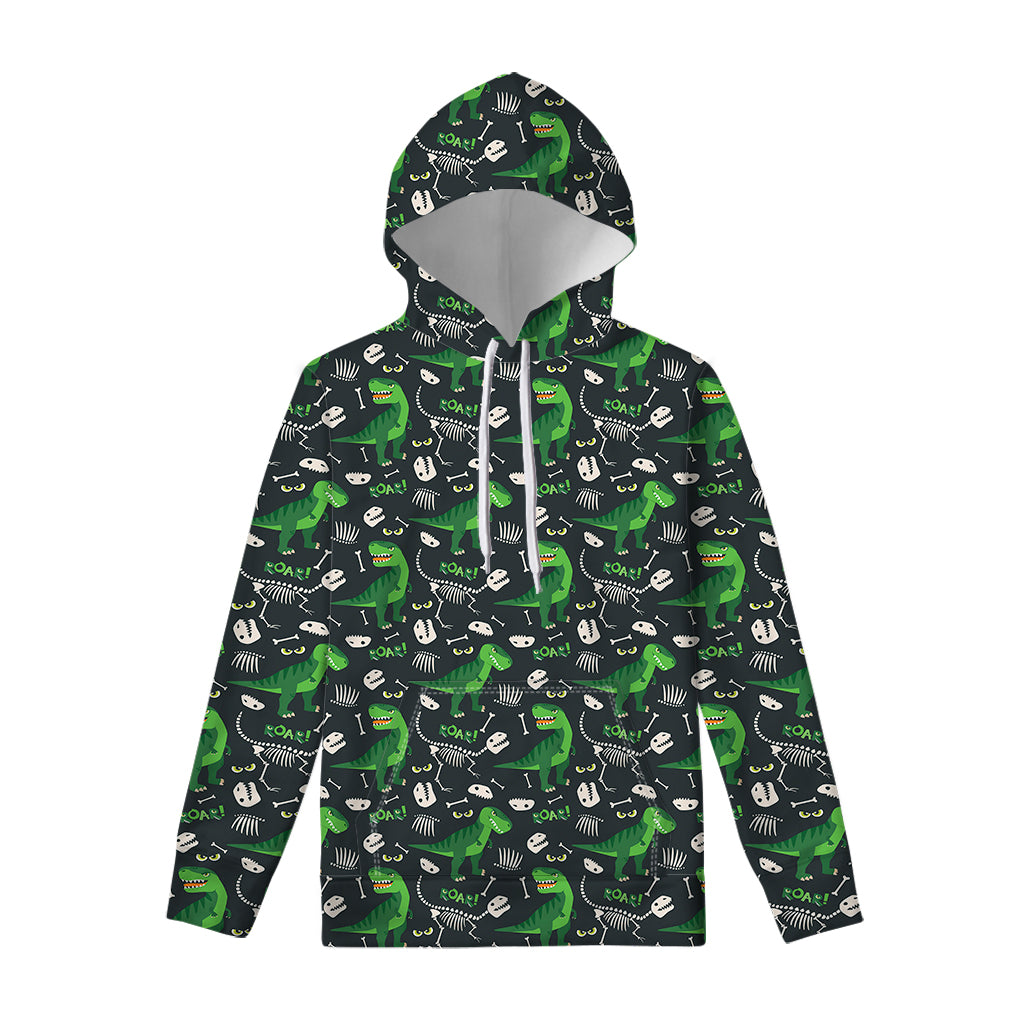 T-Rex And Dino Fossil Pattern Print Pullover Hoodie