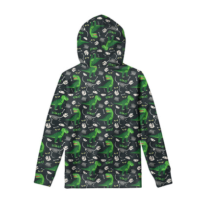 T-Rex And Dino Fossil Pattern Print Pullover Hoodie