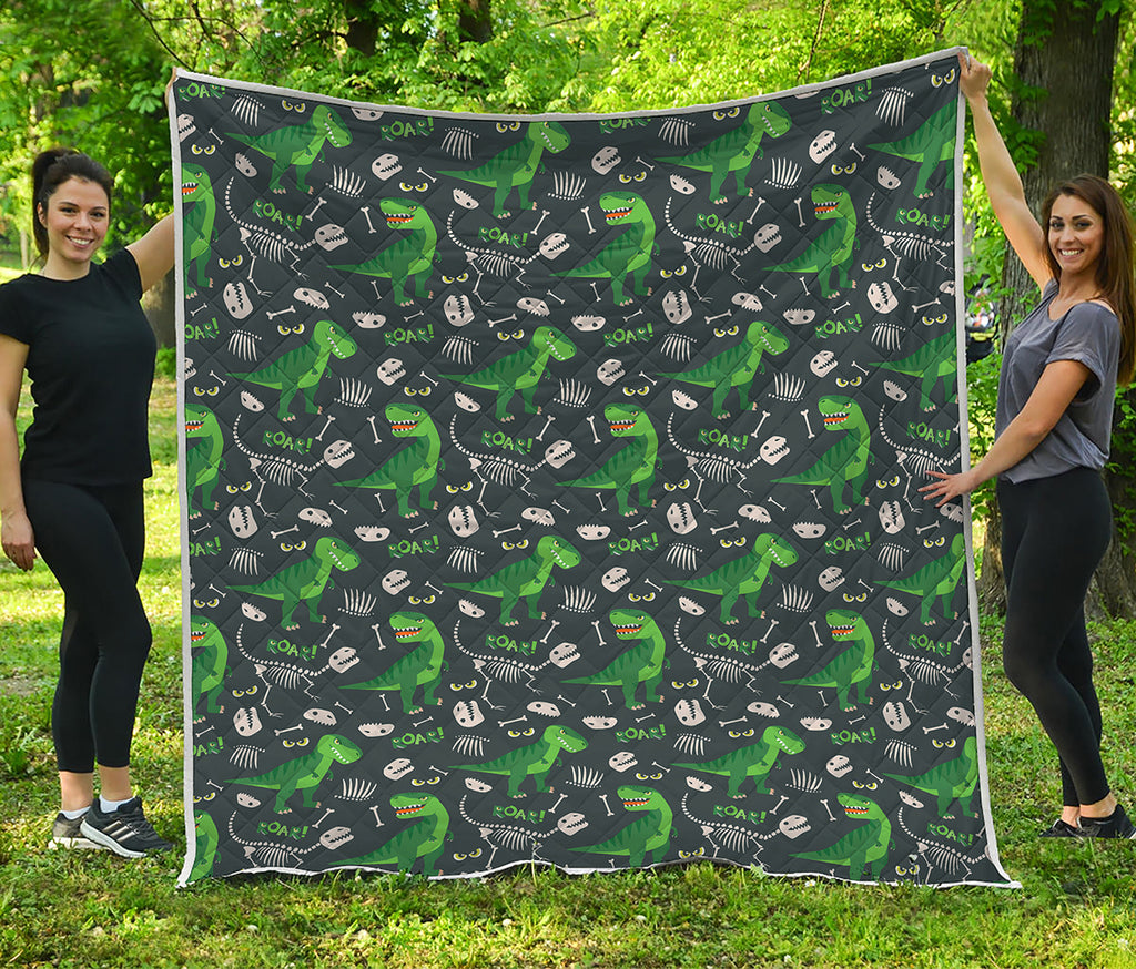 T-Rex And Dino Fossil Pattern Print Quilt