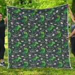 T-Rex And Dino Fossil Pattern Print Quilt