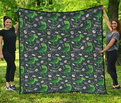 T-Rex And Dino Fossil Pattern Print Quilt