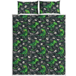 T-Rex And Dino Fossil Pattern Print Quilt Bed Set