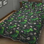 T-Rex And Dino Fossil Pattern Print Quilt Bed Set