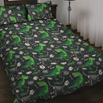 T-Rex And Dino Fossil Pattern Print Quilt Bed Set
