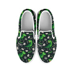 T-Rex And Dino Fossil Pattern Print White Slip On Shoes