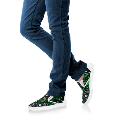 T-Rex And Dino Fossil Pattern Print White Slip On Shoes