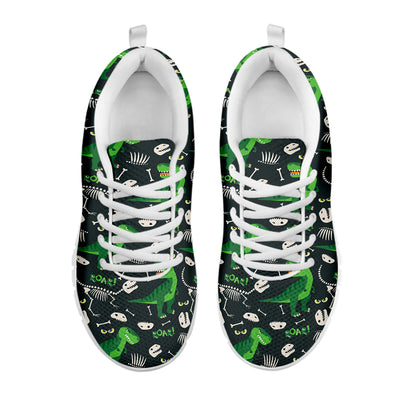 T-Rex And Dino Fossil Pattern Print White Sneakers