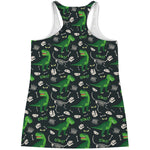 T-Rex And Dino Fossil Pattern Print Women's Racerback Tank Top