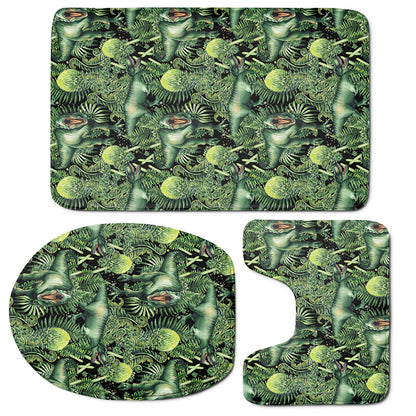 T-Rex Dinosaur And Jurassic Plants Print 3 Piece Bath Mat Set