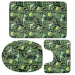 T-Rex Dinosaur And Jurassic Plants Print 3 Piece Bath Mat Set