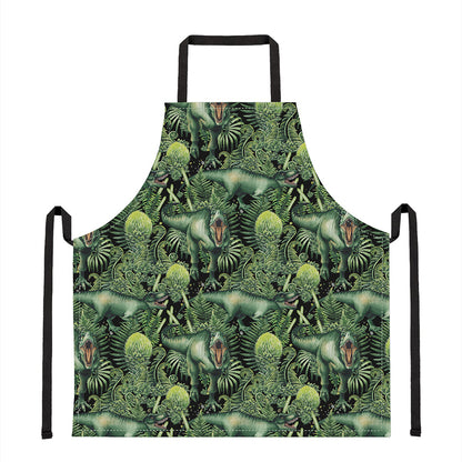 T-Rex Dinosaur And Jurassic Plants Print Apron