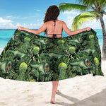 T-Rex Dinosaur And Jurassic Plants Print Beach Sarong Wrap