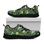 T-Rex Dinosaur And Jurassic Plants Print Black Sneakers