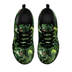 T-Rex Dinosaur And Jurassic Plants Print Black Sneakers
