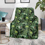 T-Rex Dinosaur And Jurassic Plants Print Blanket