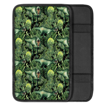 T-Rex Dinosaur And Jurassic Plants Print Car Center Console Cover