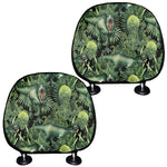 T-Rex Dinosaur And Jurassic Plants Print Car Headrest Covers