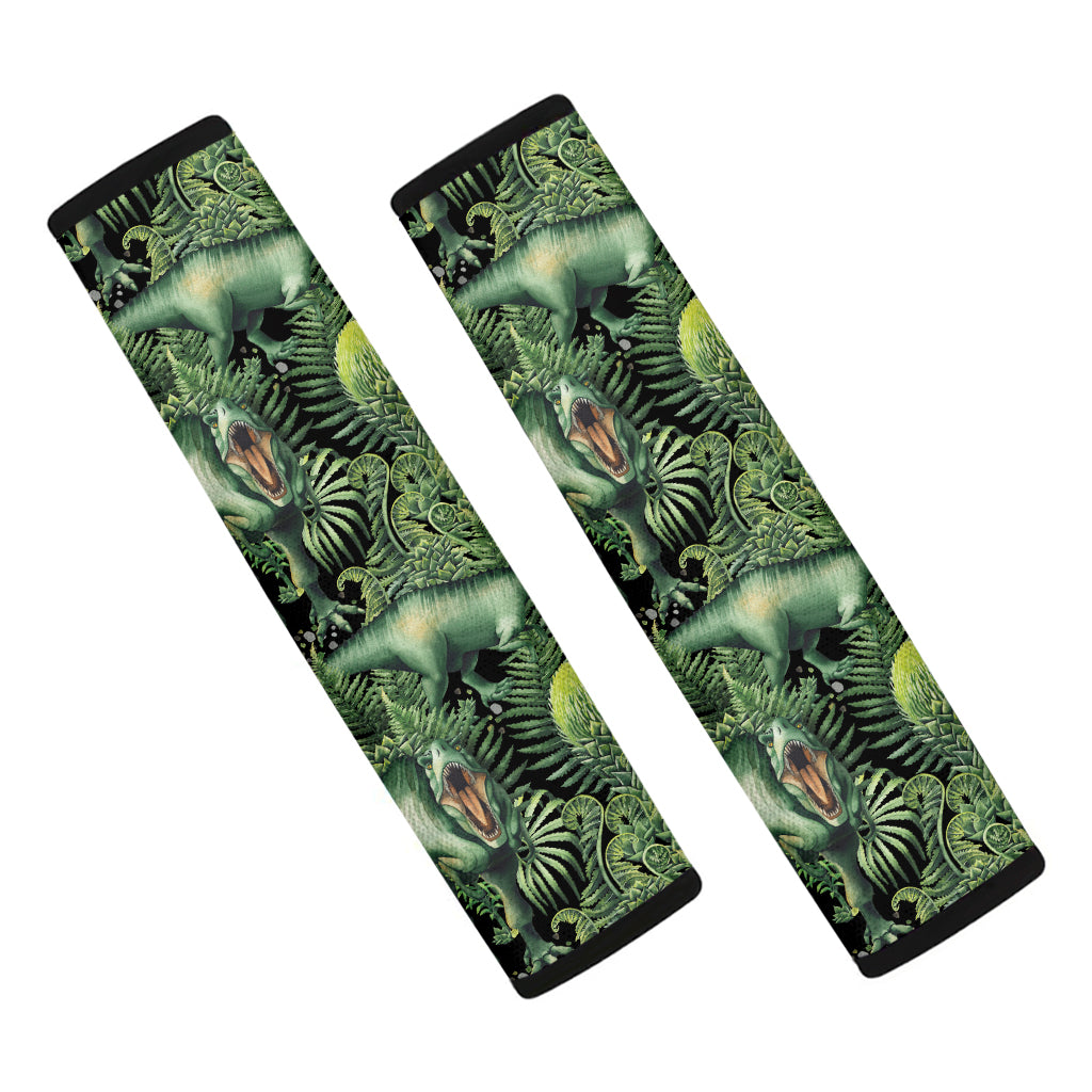 T-Rex Dinosaur And Jurassic Plants Print Car Seat Belt Covers