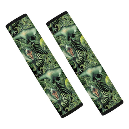T-Rex Dinosaur And Jurassic Plants Print Car Seat Belt Covers