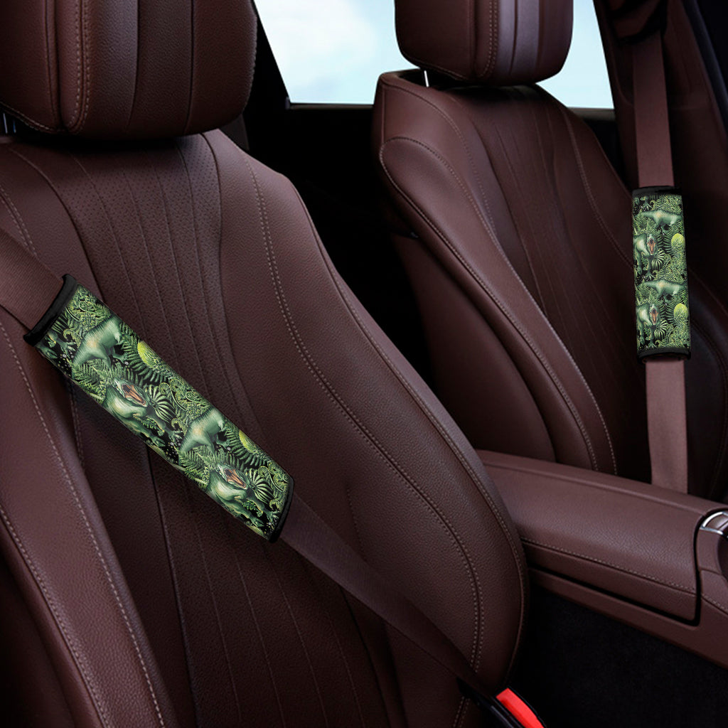 T-Rex Dinosaur And Jurassic Plants Print Car Seat Belt Covers