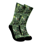 T-Rex Dinosaur And Jurassic Plants Print Crew Socks