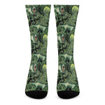 T-Rex Dinosaur And Jurassic Plants Print Crew Socks