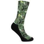 T-Rex Dinosaur And Jurassic Plants Print Crew Socks