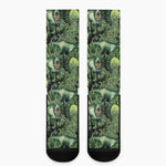 T-Rex Dinosaur And Jurassic Plants Print Crew Socks