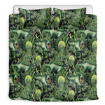 T-Rex Dinosaur And Jurassic Plants Print Duvet Cover Bedding Set