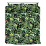 T-Rex Dinosaur And Jurassic Plants Print Duvet Cover Bedding Set