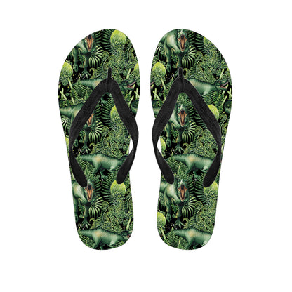 T-Rex Dinosaur And Jurassic Plants Print Flip Flops