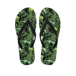 T-Rex Dinosaur And Jurassic Plants Print Flip Flops