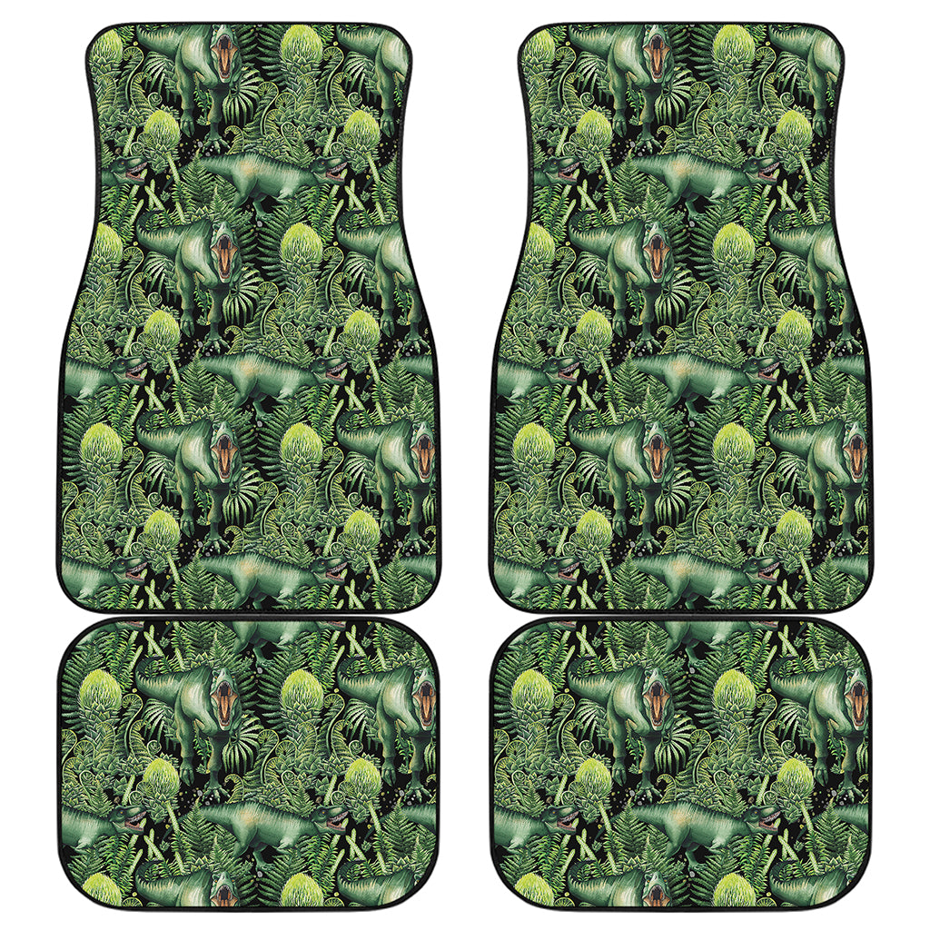 T-Rex Dinosaur And Jurassic Plants Print Front and Back Car Floor Mats