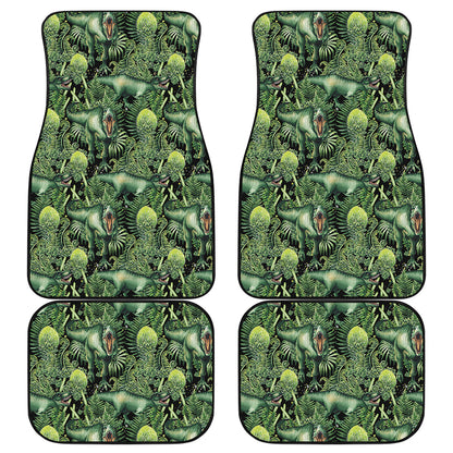 T-Rex Dinosaur And Jurassic Plants Print Front and Back Car Floor Mats