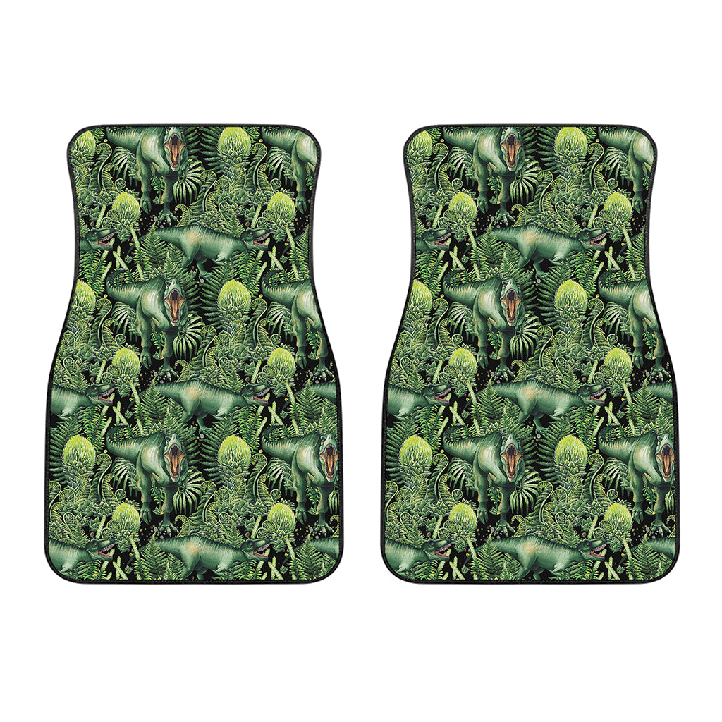 T-Rex Dinosaur And Jurassic Plants Print Front Car Floor Mats
