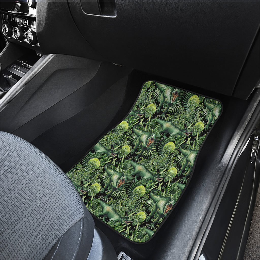 T-Rex Dinosaur And Jurassic Plants Print Front Car Floor Mats