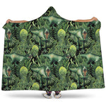 T-Rex Dinosaur And Jurassic Plants Print Hooded Blanket