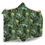 T-Rex Dinosaur And Jurassic Plants Print Hooded Blanket