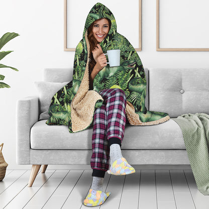 T-Rex Dinosaur And Jurassic Plants Print Hooded Blanket