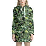 T-Rex Dinosaur And Jurassic Plants Print Hoodie Dress