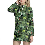 T-Rex Dinosaur And Jurassic Plants Print Hoodie Dress