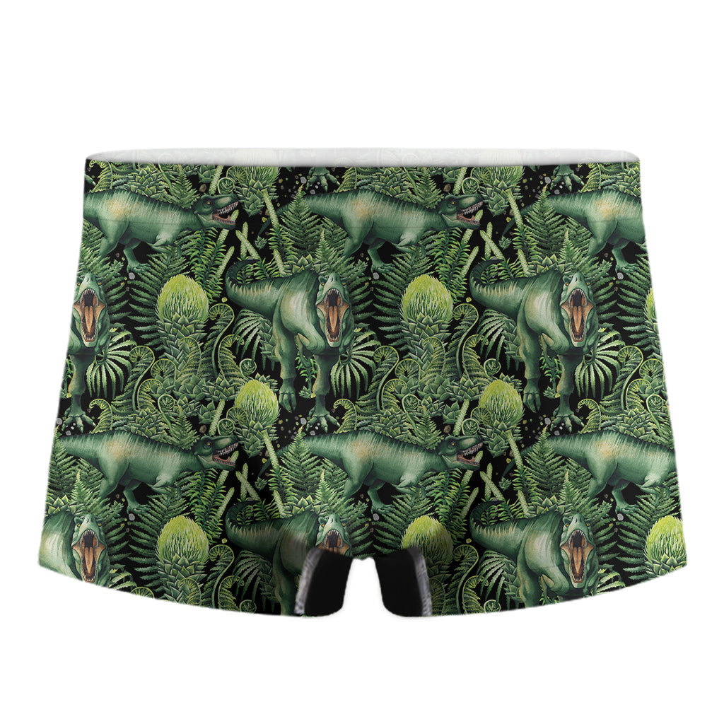 T-Rex Dinosaur And Jurassic Plants Print Men's Boxer Briefs