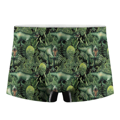 T-Rex Dinosaur And Jurassic Plants Print Men's Boxer Briefs
